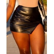 LW Street Side Slit Black Skirt