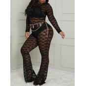 Lovely Sexy Lace See-through Black Plus Size One-p