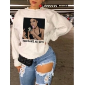 LW Plus Size Round Neck Figure Letter Sweatshirts