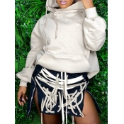 lovely Casual Hooded Collar Basic Grey Hoodie