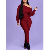 LW Leisure Basic Wine Red One-piece Jumpsuit