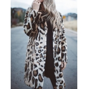 lovely Trendy Leopard Print Loose Long Coat