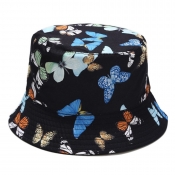 Lovely Trendy Butterfly Print Black Hat