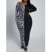 Lovely Plus Size Print Patchwork Dress