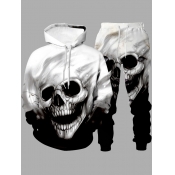 LW Men Hooded Collar Skull Print Oversized Pants S