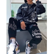 LW Round Neck Letter Print Pants Set