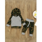 Lovely Casual Hooded Collar Camo Print Patchwork G