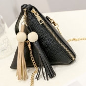 Lovely Stylish Tassel Design Black Crossbody Bag