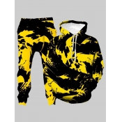LW Men Hooded Collar Tie-dye Kangaroo Pocket Set