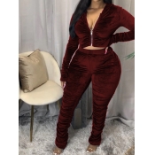 Lovely Trendy Fold Zipper Design Wine Red Plus Siz