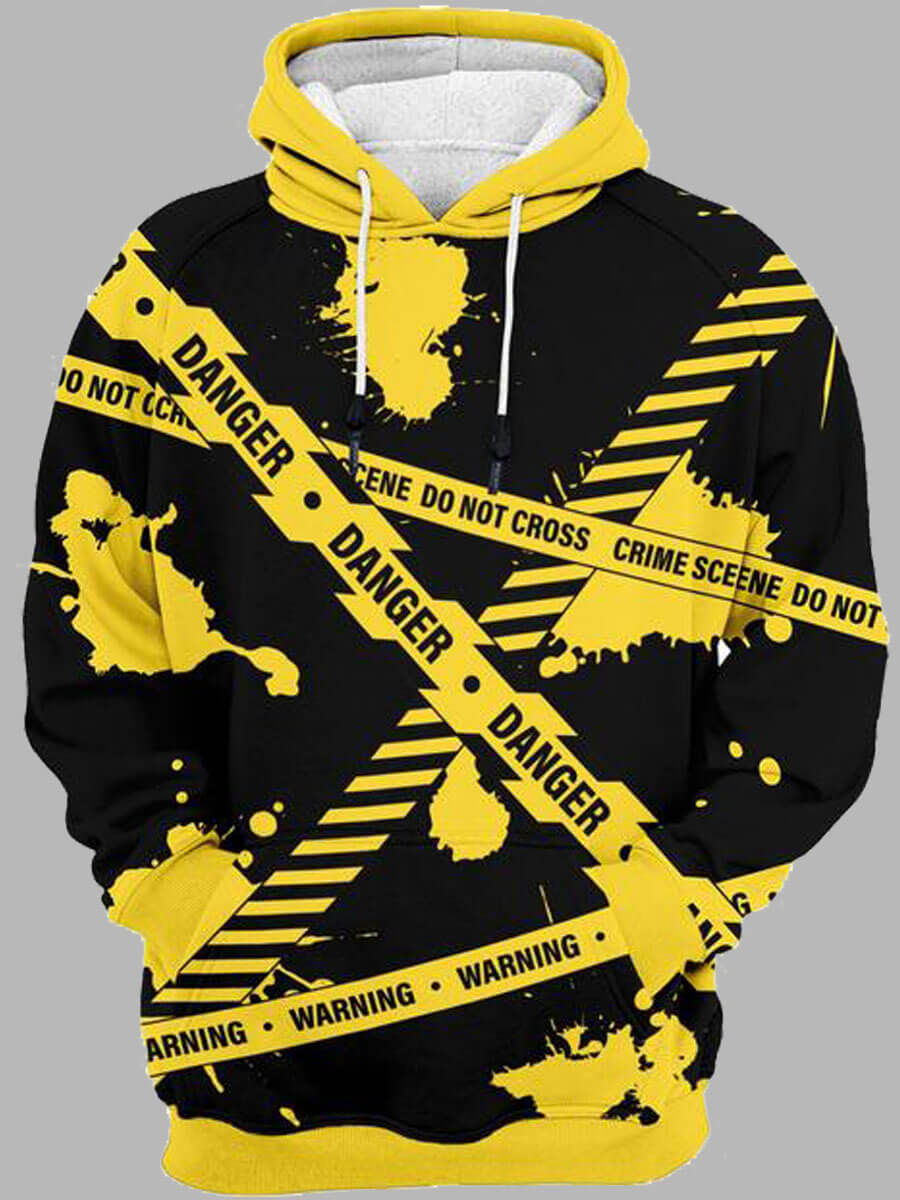 

Lovely Men Street Hooded Collar Print Black Hoodie