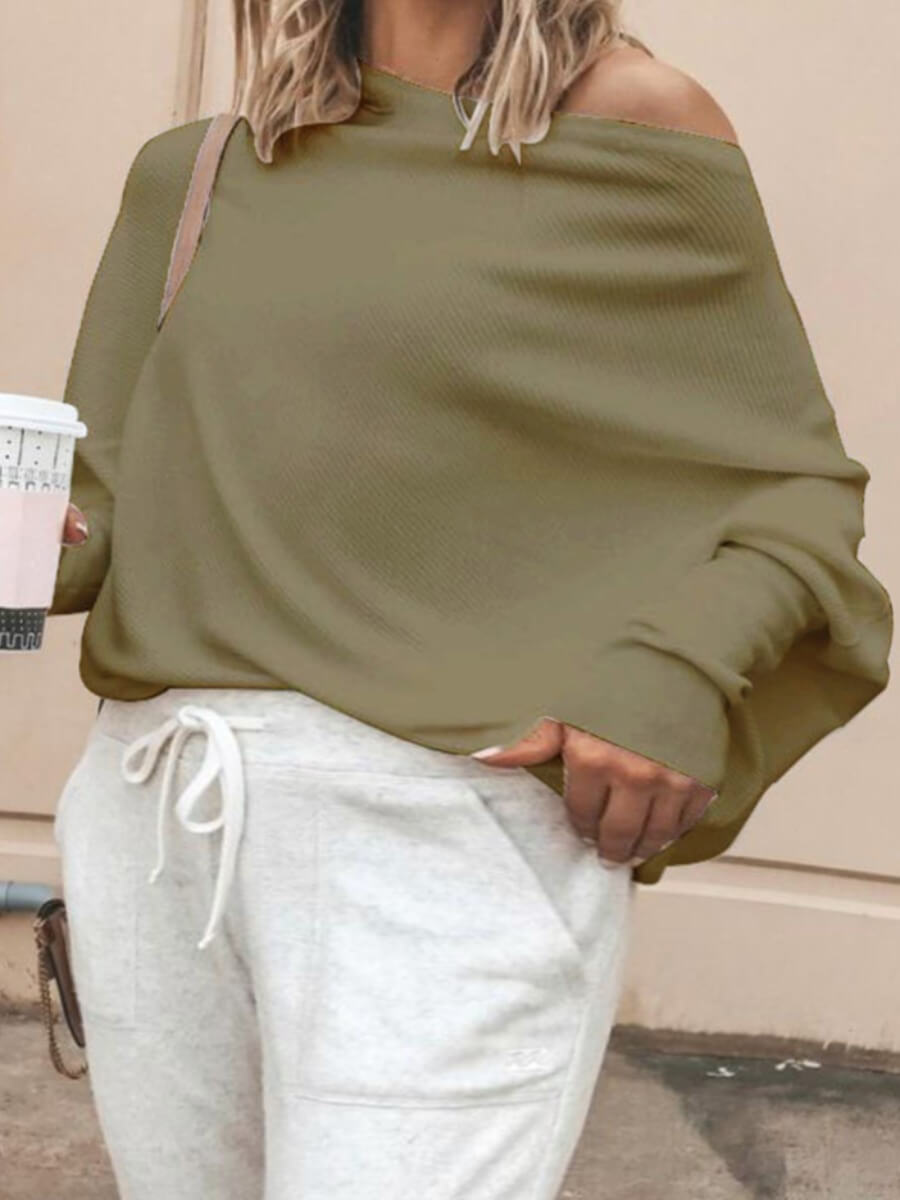 

Lovely Casual Batwing Sleeves Loose Green Plus Size Blouse