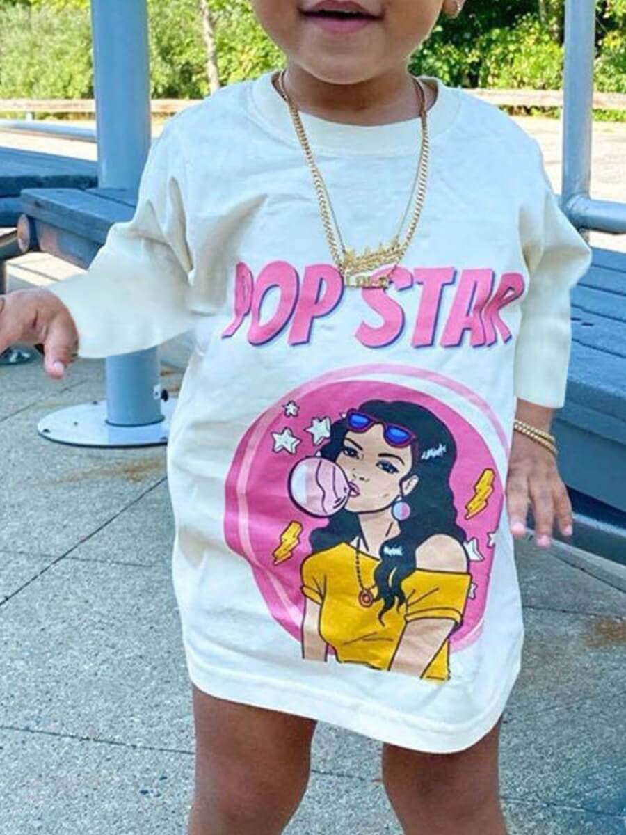 

Lovely Girl Leisure O Neck Long Sleeve Print White T-shirt