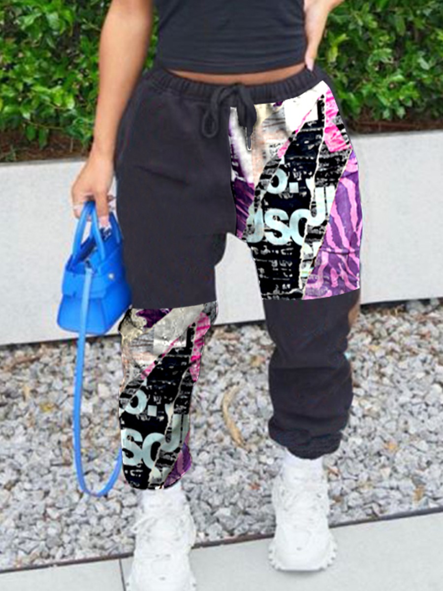 

Lovely Street Print Black Pants