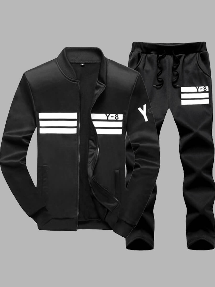 

Lovely Sportswear Patchwork Black Men Two-piece Pants Set