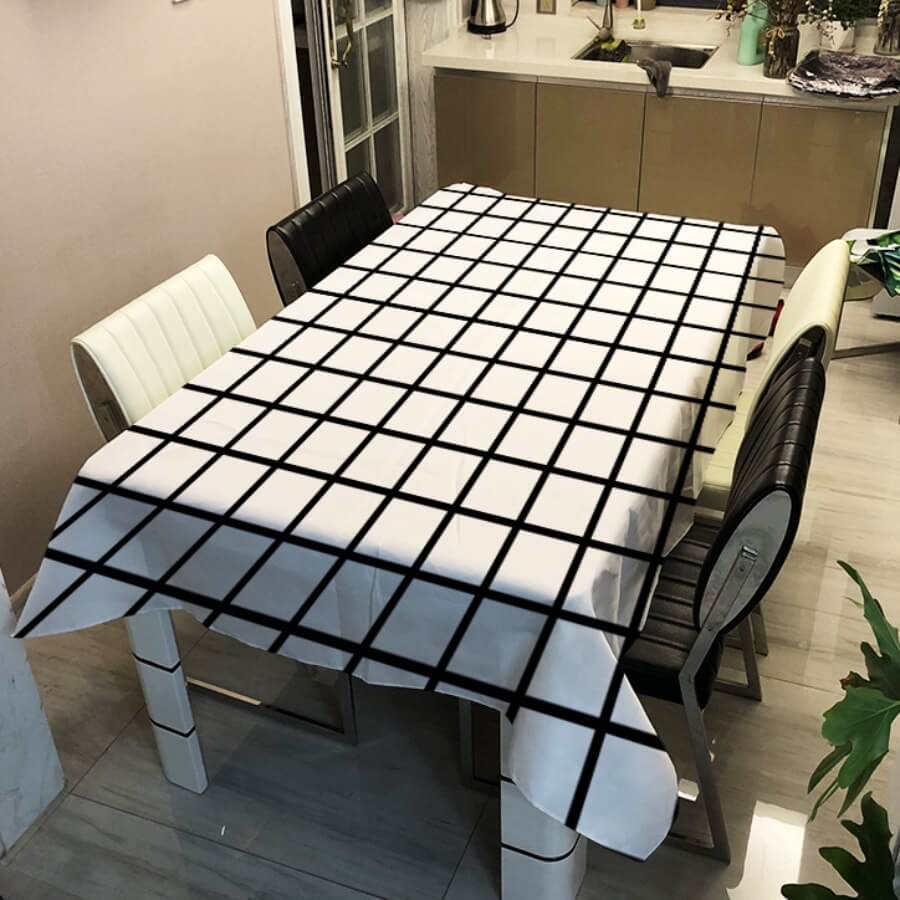 

Lovely Trendy Grid Print White Table Linens