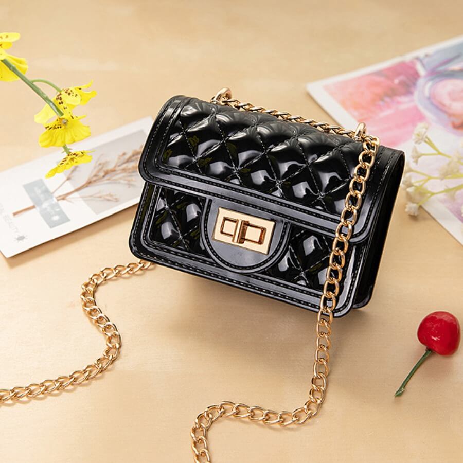 

Lovely Stylish Chain Strap Black Crossbody Bag