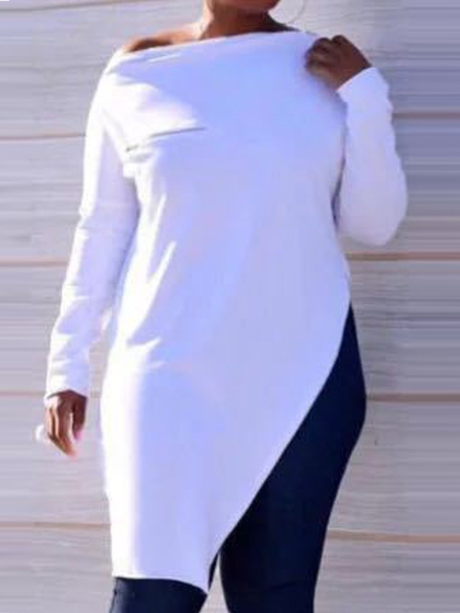 

lovely Leisure Asymmetrical White T-shirt