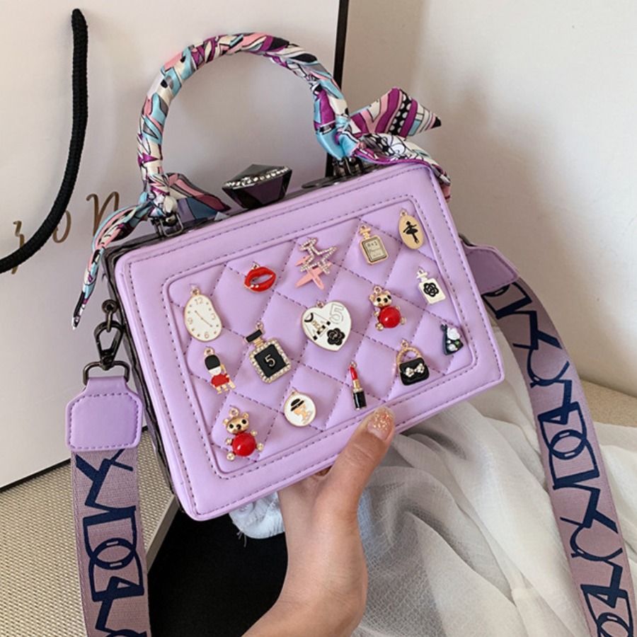 

lovely Vintage Patchwork Purple Crossbody Bag