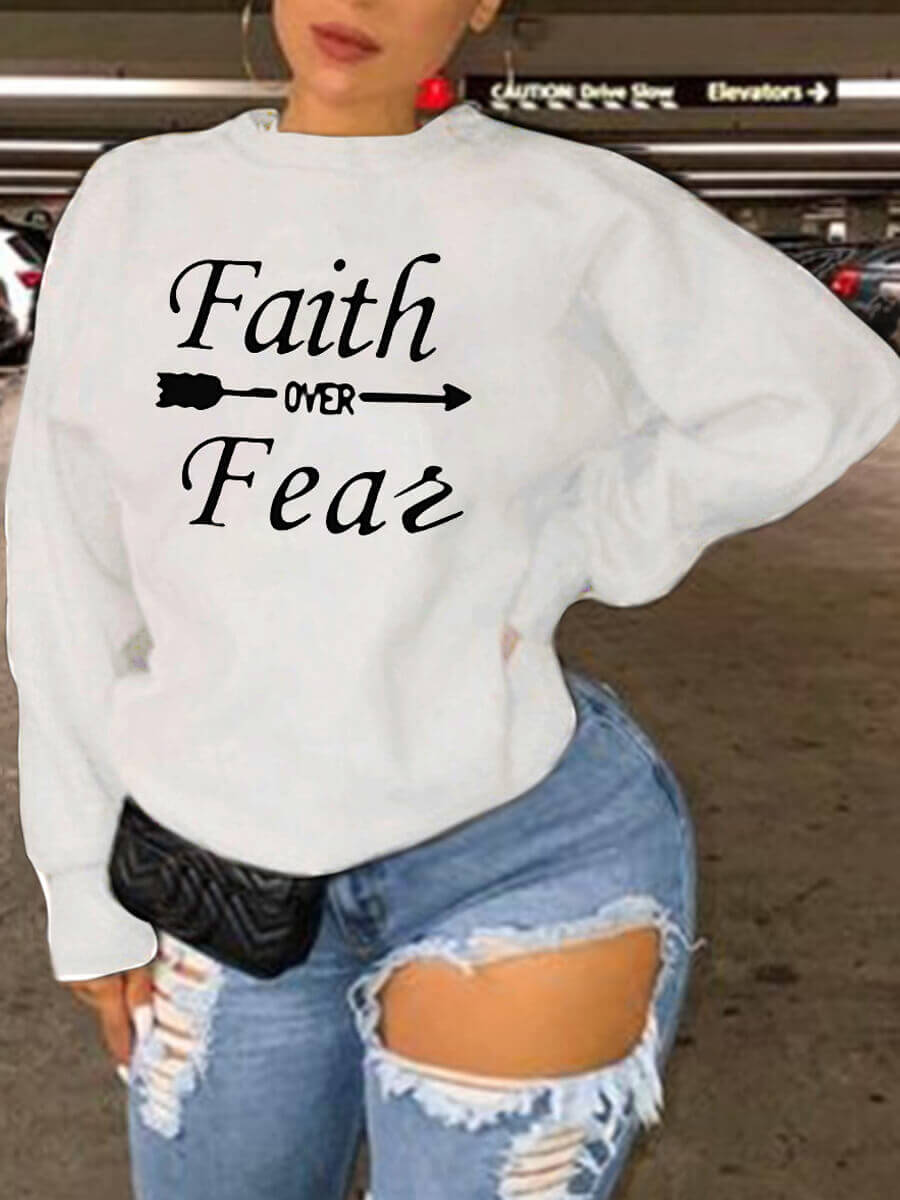 

Lovely Casual O Neck Letter Print White Plus Size Hoodie