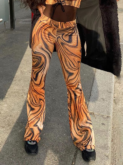 Lovely Street Striped Print Yellow Pants