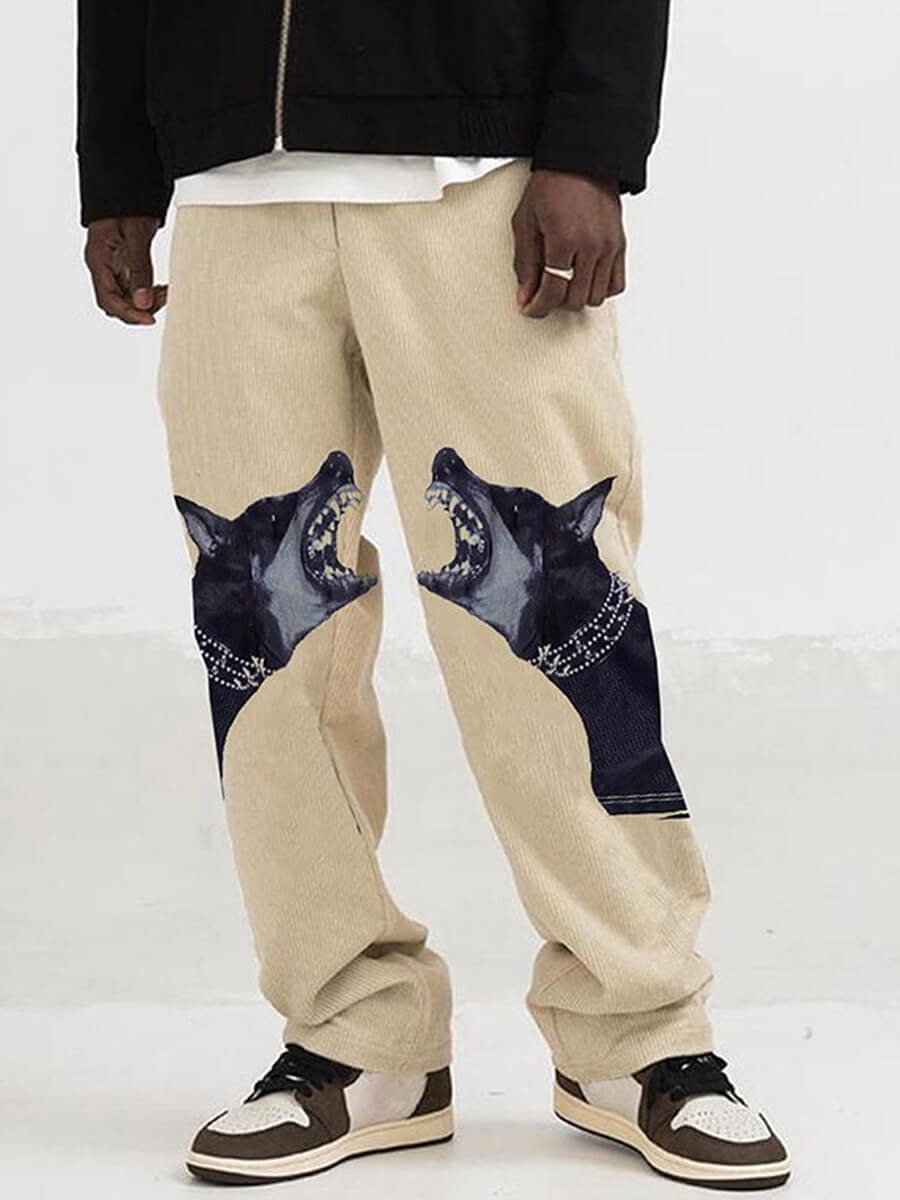 

Lovely Leisure Print Loose Light Tan Men Pants