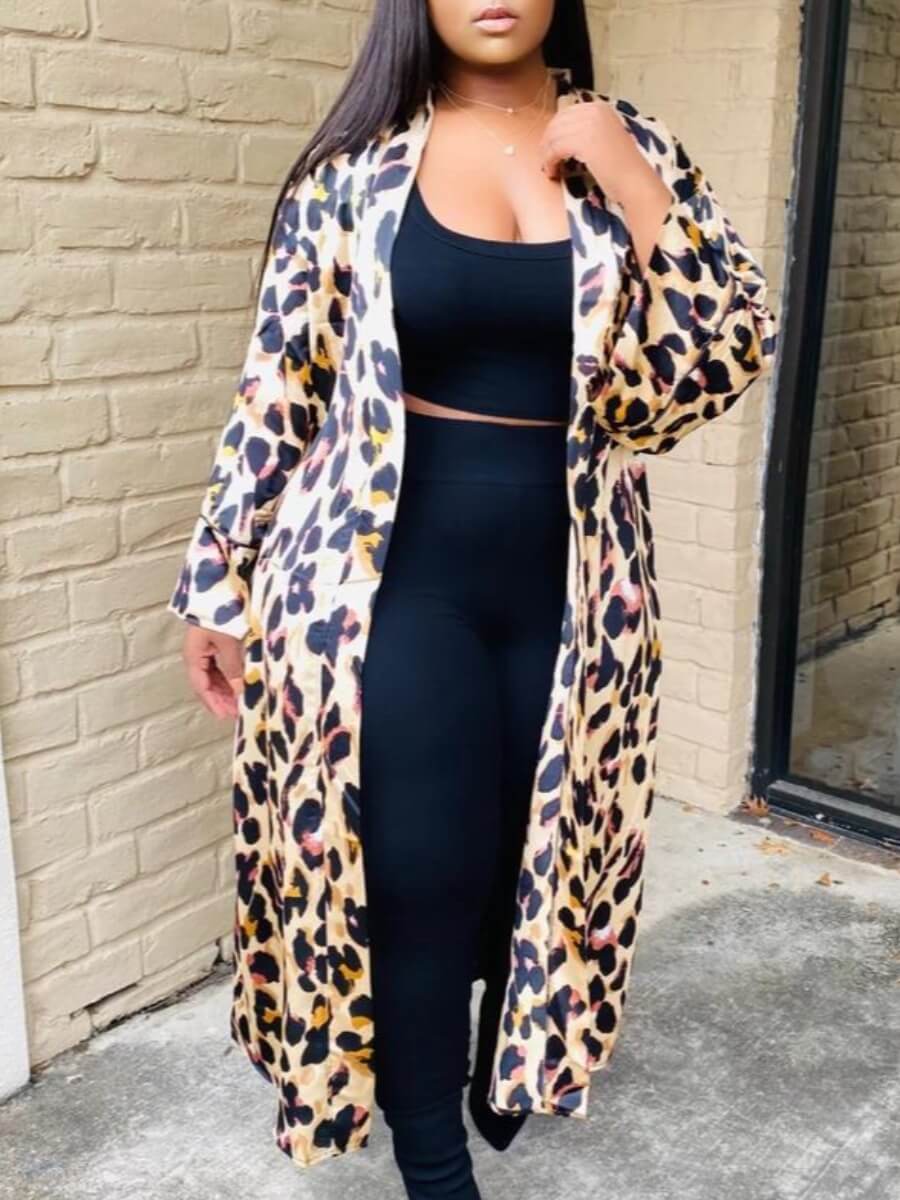 

Lovely Trendy Leopard Print Long Coat