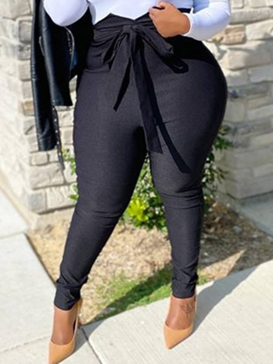 

Lovely Street Lace-up Skinny Black Pants