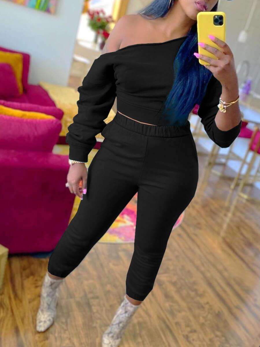 

Lovely Sportswear Skinny Black Two Piece Pants Set