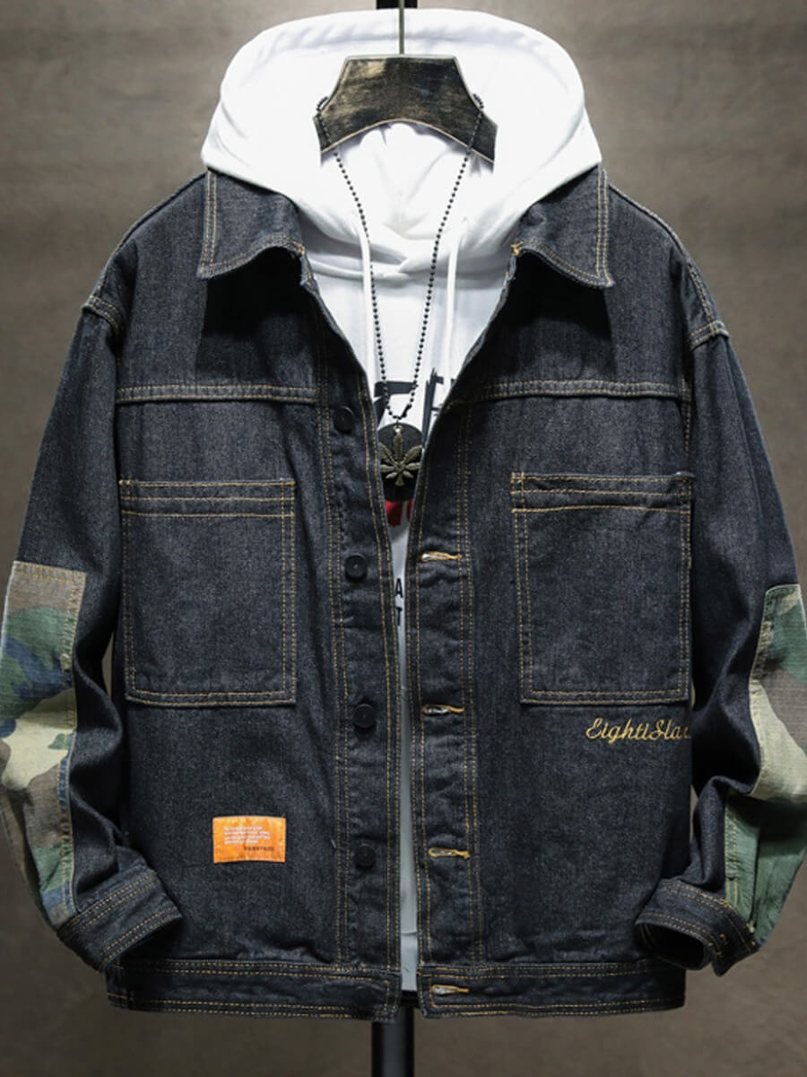 

Lovely Street Print Black Men Denim Jacket