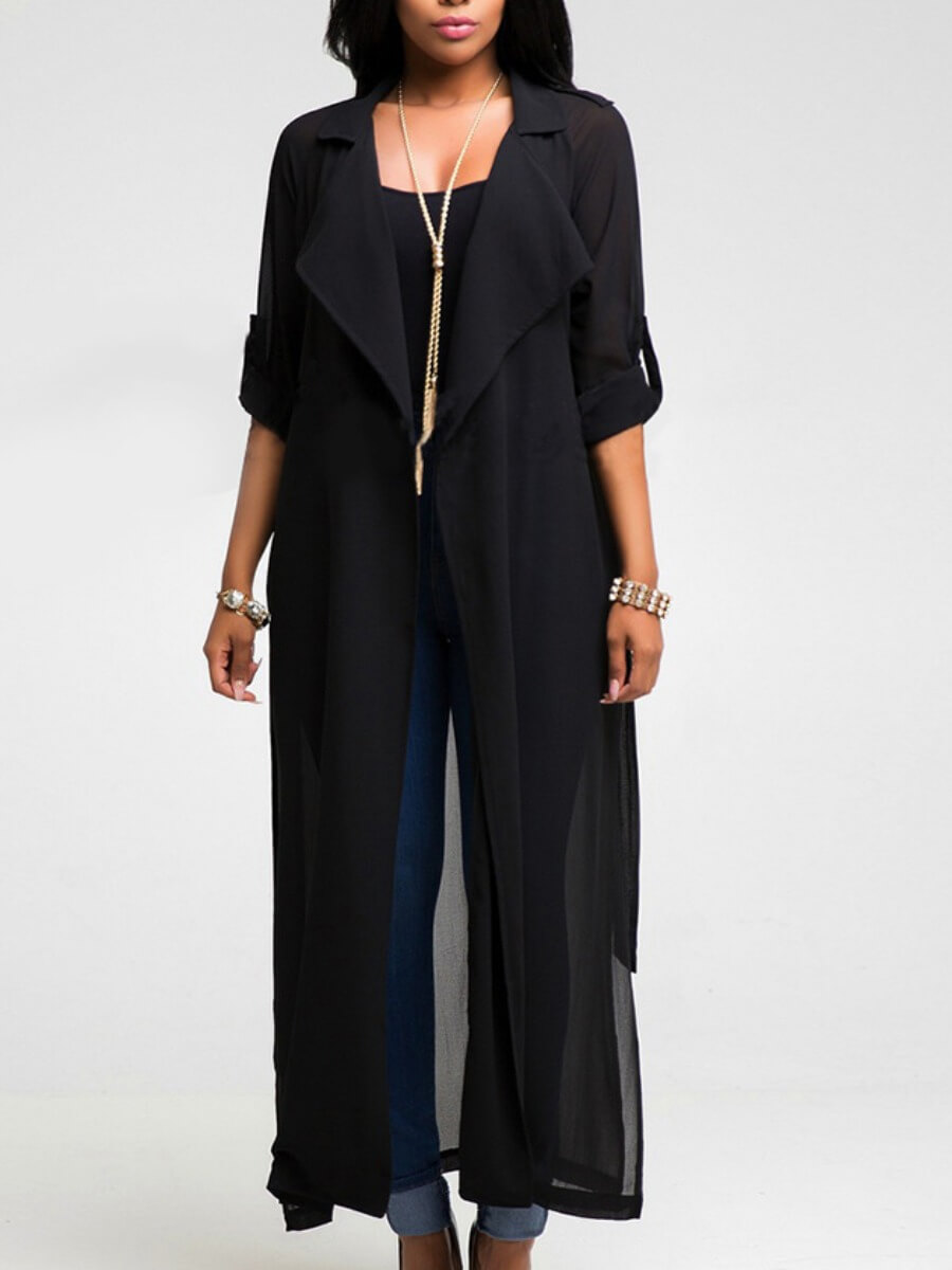 

Lovely Casual Basic Loose Black Coat