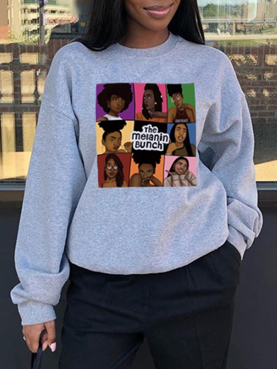 

Lovely Leisure O Neck Letter Print Grey Hoodie
