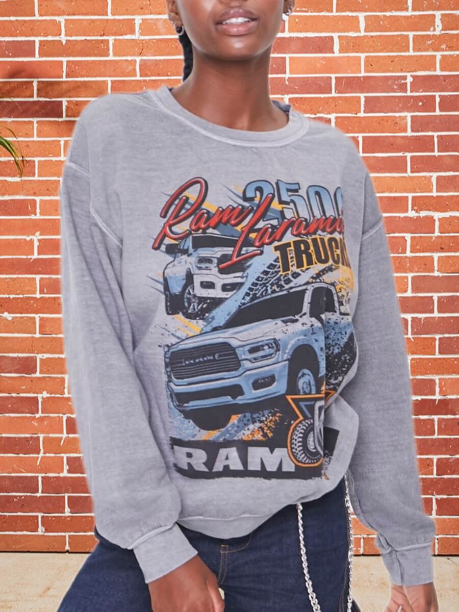 

Lovely Casual O Neck Print Grey Hoodie