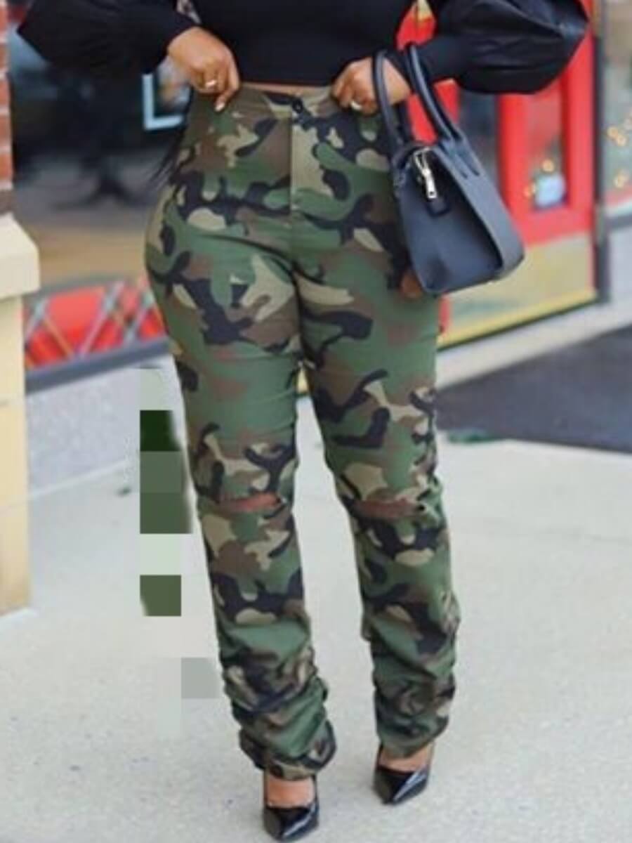 

Lovely Street Camo Print Army Green Jeans, Army green camouflag
