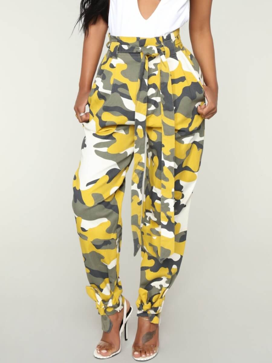 

Lovely Sportswear Camo Print Yellow Pants