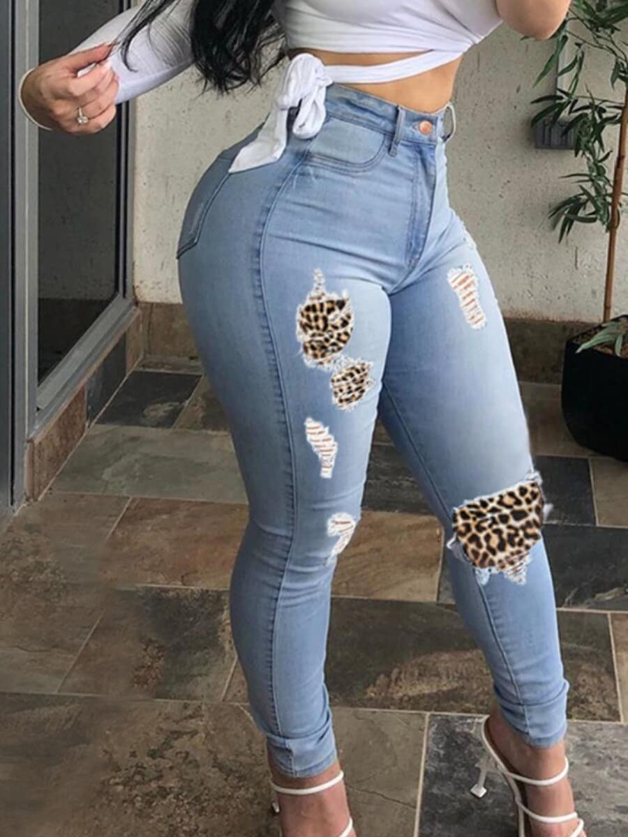 

Lovely Street Patchwork Baby Blue Jeans