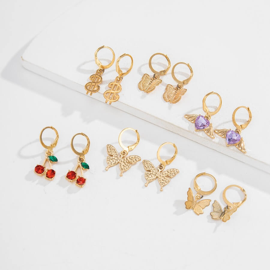 

Lovely Stylish 6-piece Gold Earring