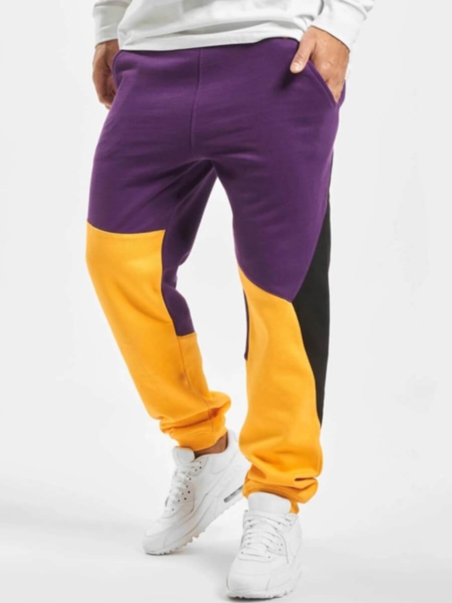 

Lovely Sportswear Patchwork Yellow Men Pants