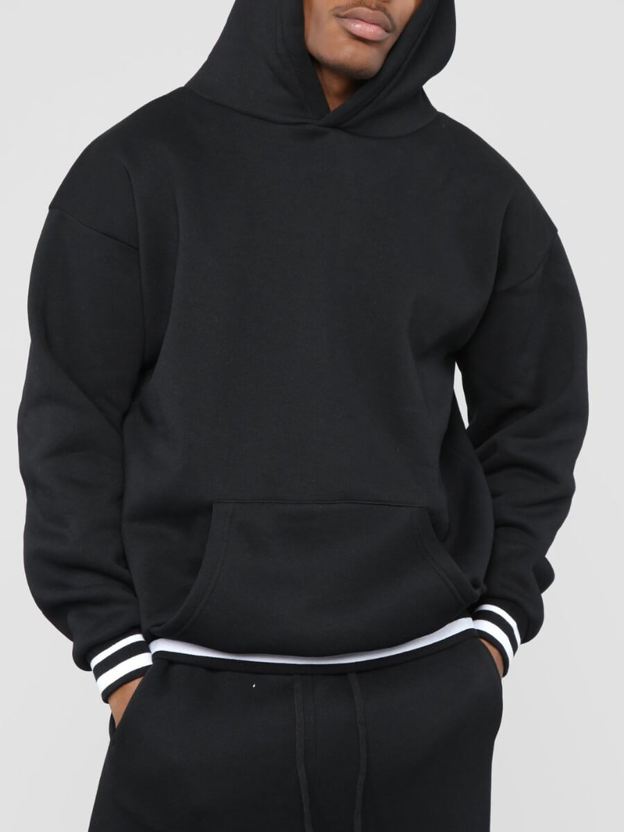 

Lovely Casual Hooded Collar Pocket Patched Black Men Hoodie