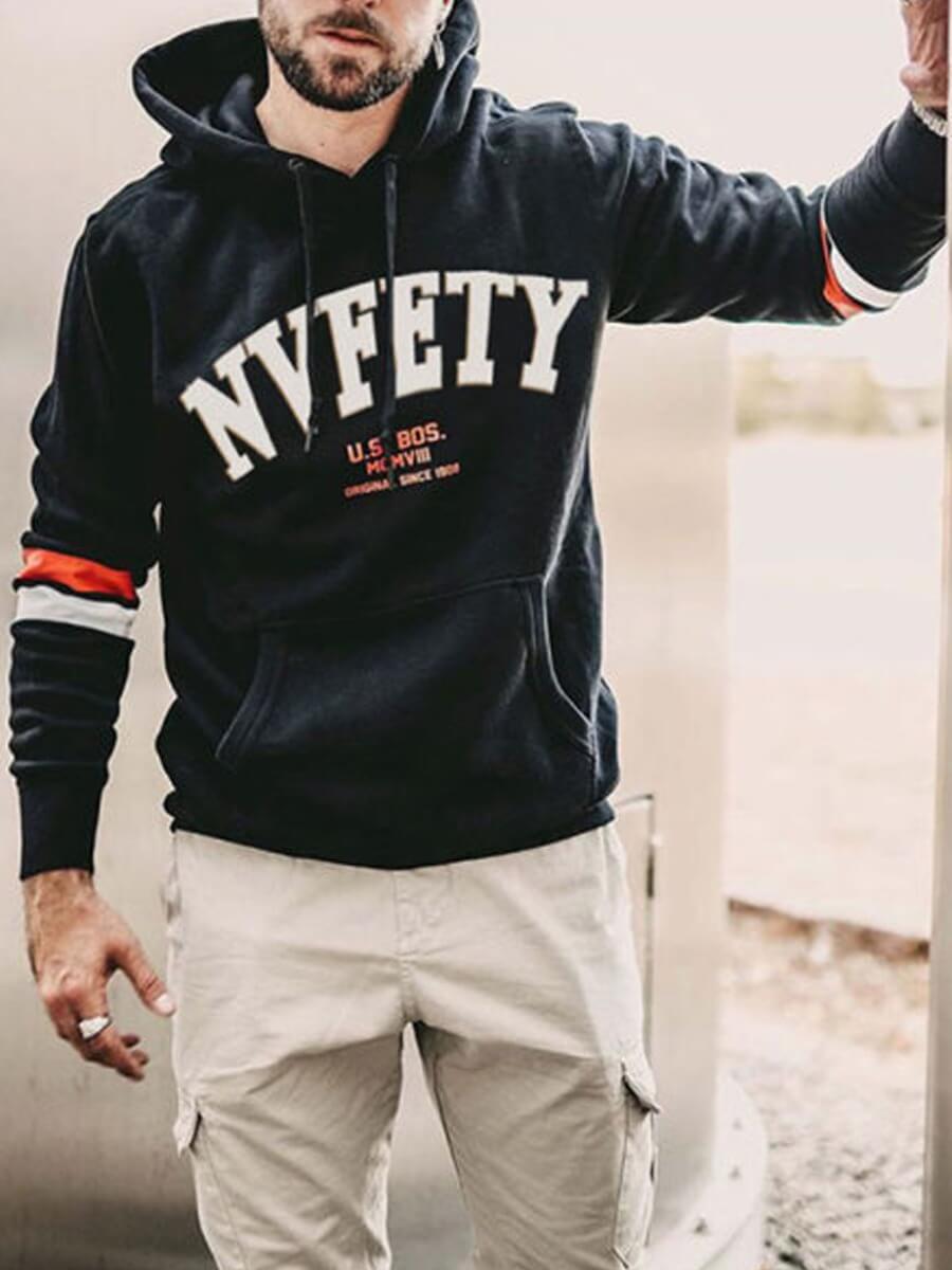 

Lovely Casual Hooded Collar Letter Print Black Men Hoodie