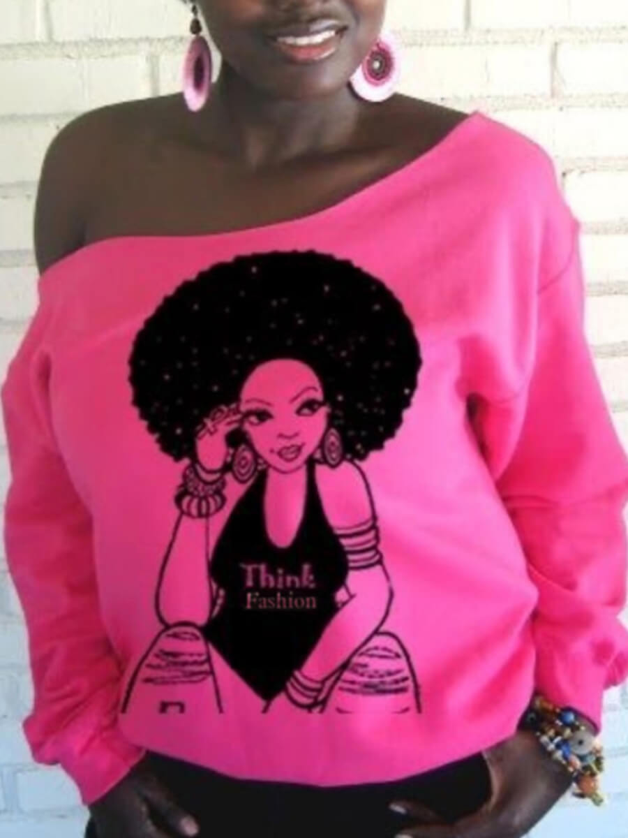 

Lovely Casual O Neck Print Rose Hoodie