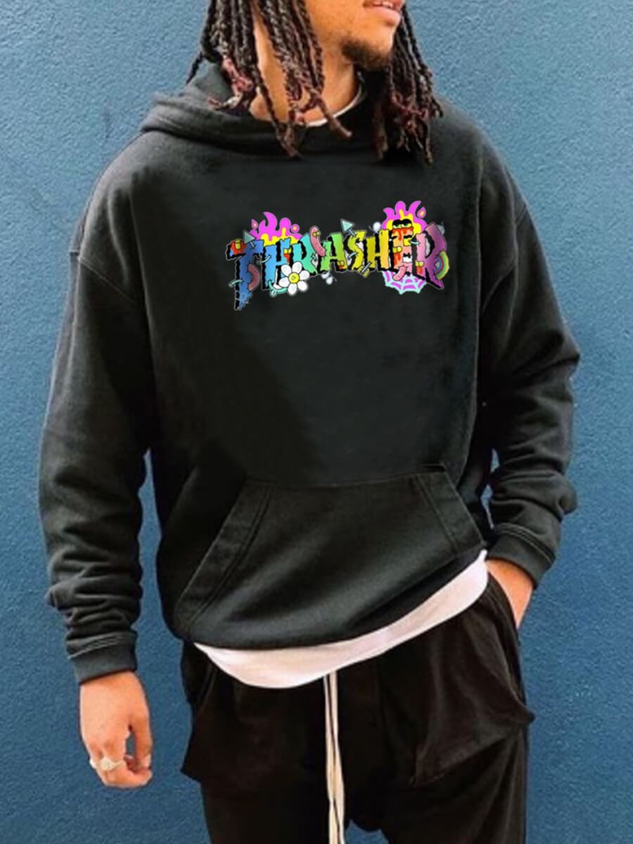 

Lovely Casual Hooded Collar Letter Print Black Men Hoodie