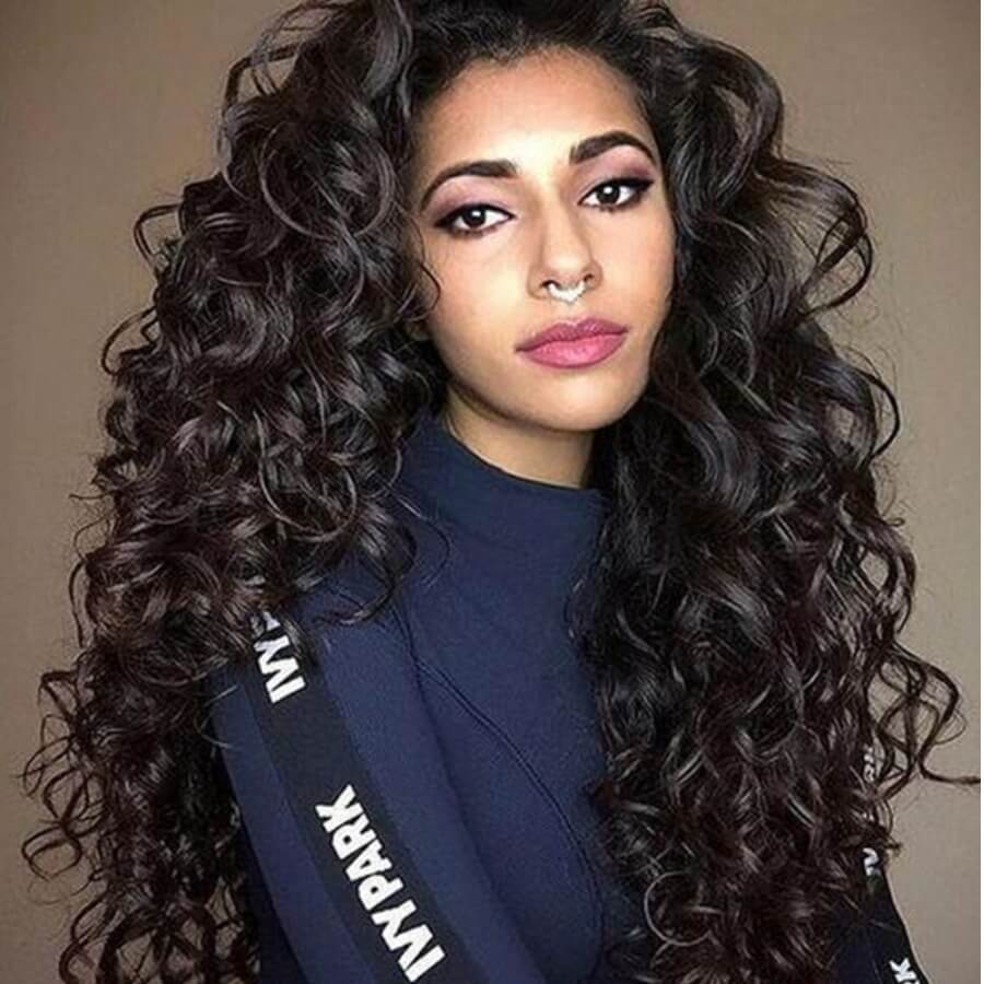 

Lovely Trendy Curly Long Black Wigs