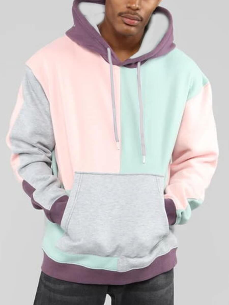 

Lovely Casual Hooded Collar Color-lump Patchwork Multicolor Men Hoodie, Multi