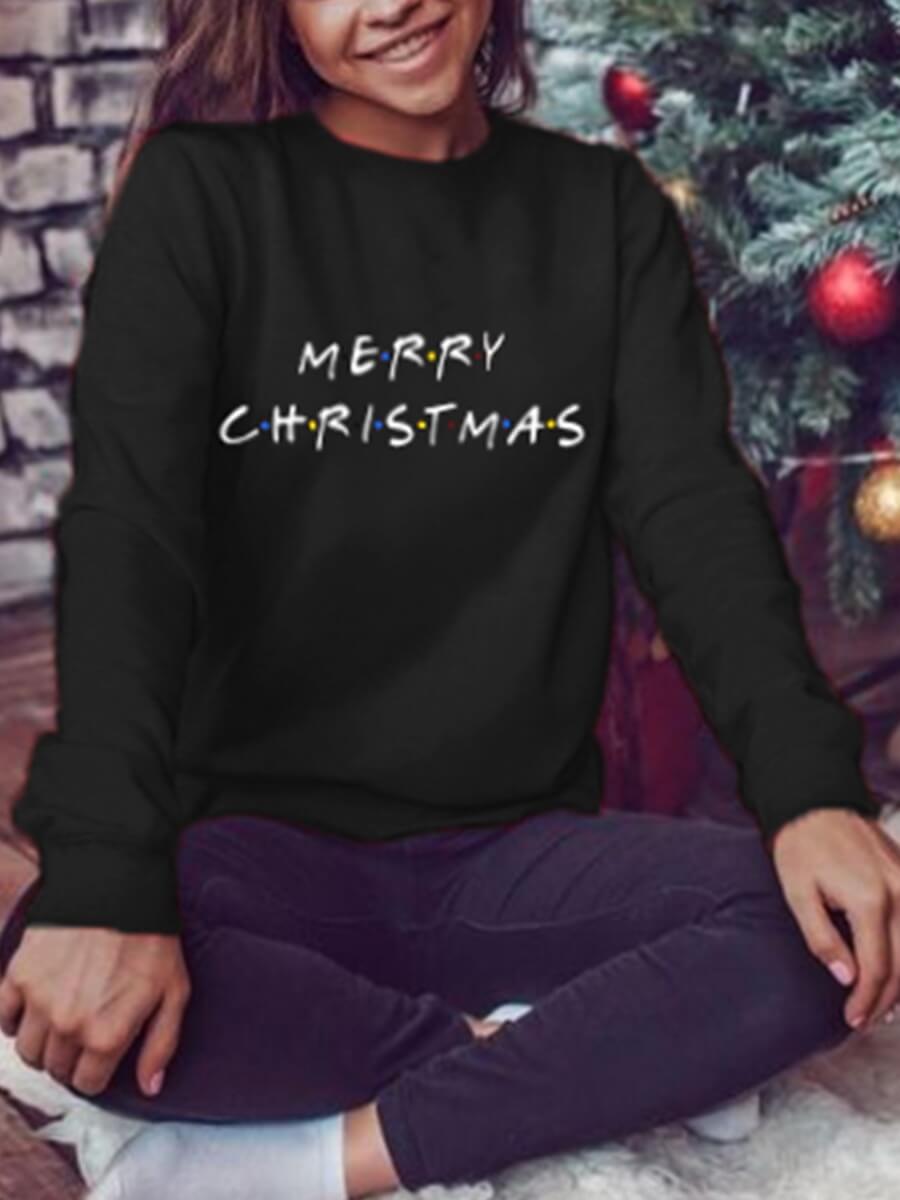 

Lovely Leisure O Neck Letter Print Black Hoodie