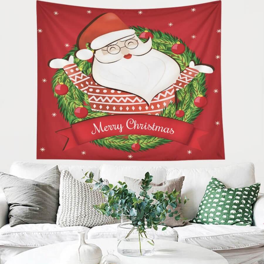 

Lovely Christmas Day Print Red Decorative Wall Cloth