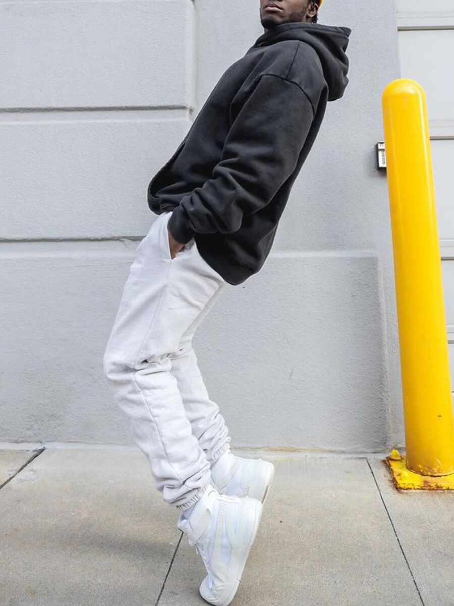 

Lovely Casual Hooded Collar Basic Black Men Two-piece Pants Set