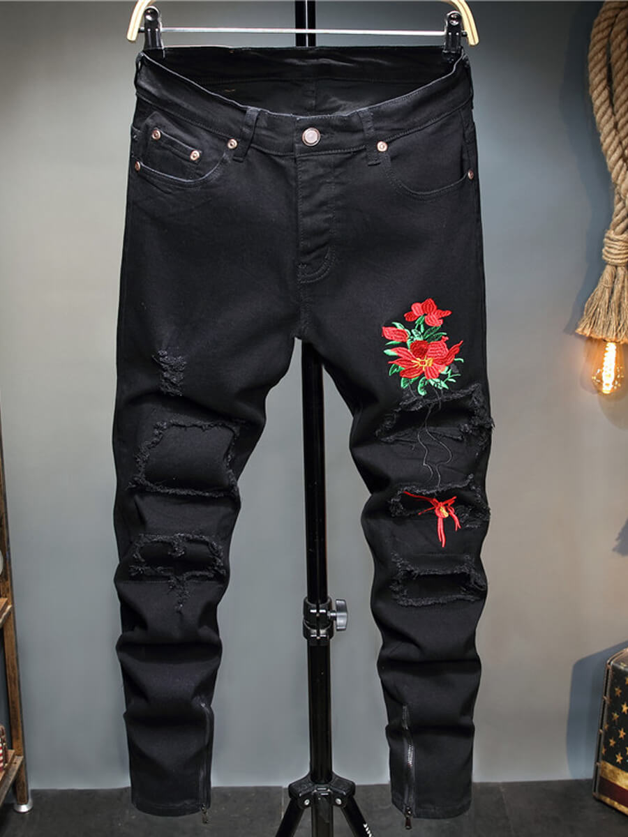 

Lovely Casual Print Black Men Jeans