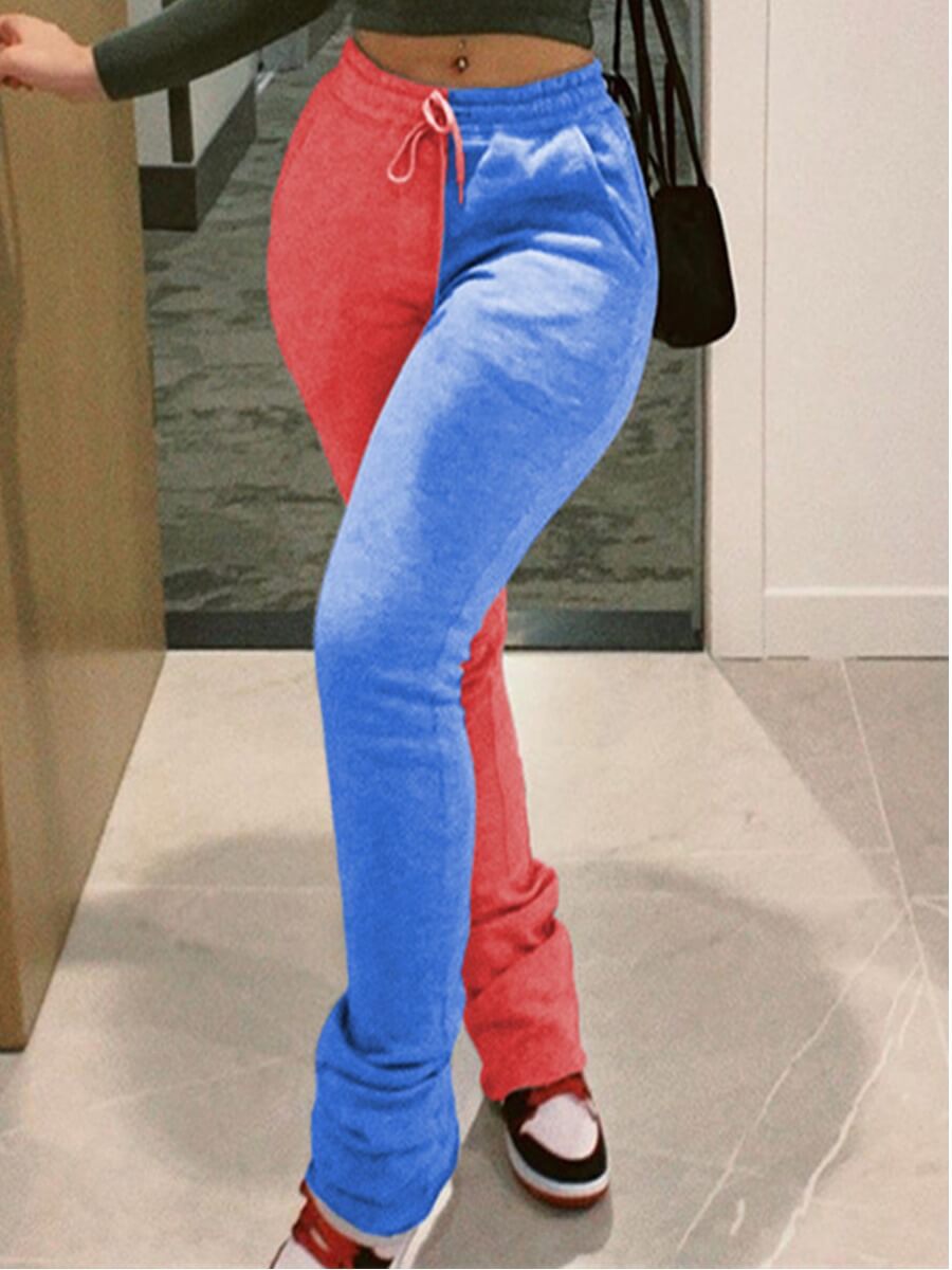 

Lovely Casual Patchwork Skinny Red Pants