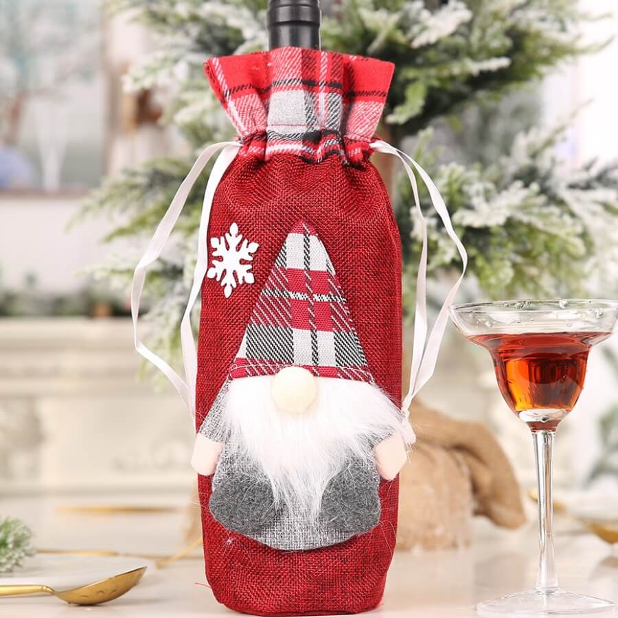 

Lovely Christmas Day Cartoon Print Red Wine Bag